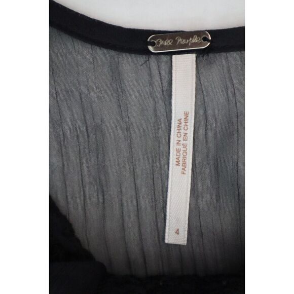 Free People Women's z 4 Black Embroidered Lonesome Dove High-Low Hem Dress - Picture 3 of 16